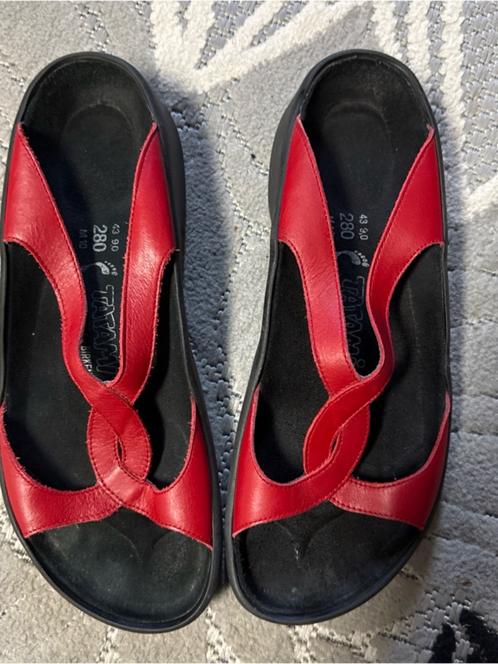 Tatami by Birkenstock red leather slide cross sandals Eu 43